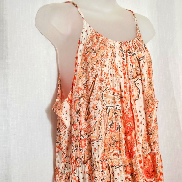 Old Navy Orange Paisley Lightweight Maxi Dress Size XL Summer Spring - Picture 3 of 9